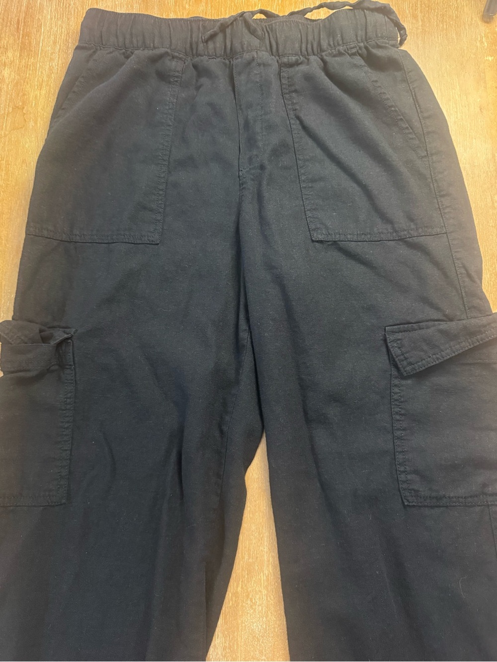 GAP Black Wide-Leg Cargo Pants with Elastic Waist